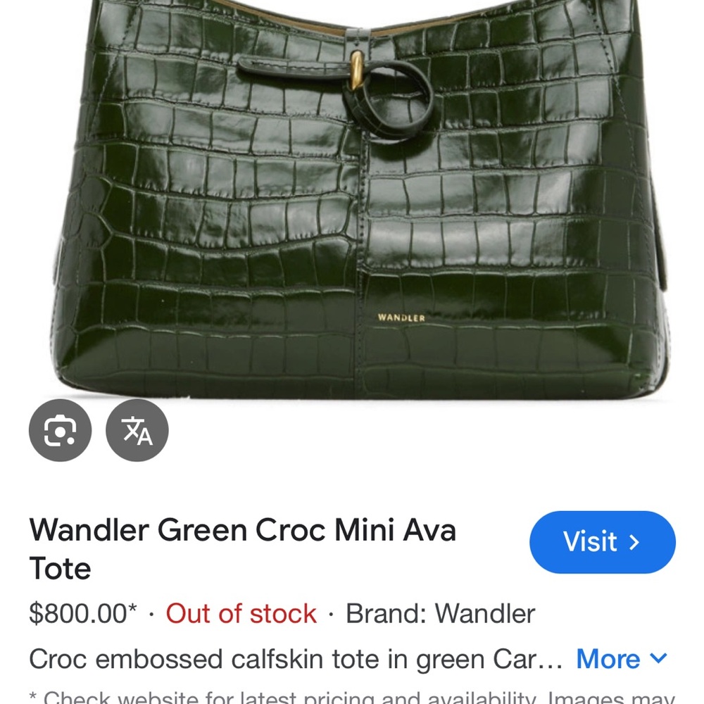 Wandler Green Croc-Embossed Tote Bag